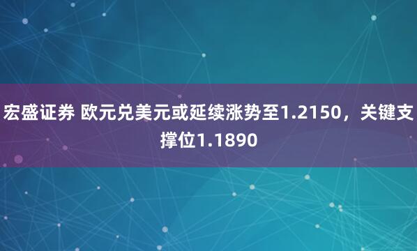 宏盛证券 欧元兑美元或延续涨势至1.2150，关键支撑位1.1890